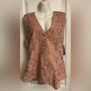 Vintage Cambridge dry goods Company embroidered floral 55% linen vest